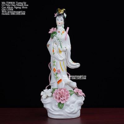 TƯỢNG SỨ CÔ TIÊN CẦM NHÀNH HOA